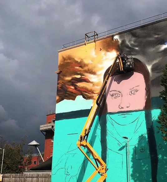 Greta Thunberg väggmålning Greta Thunberg väggmålning